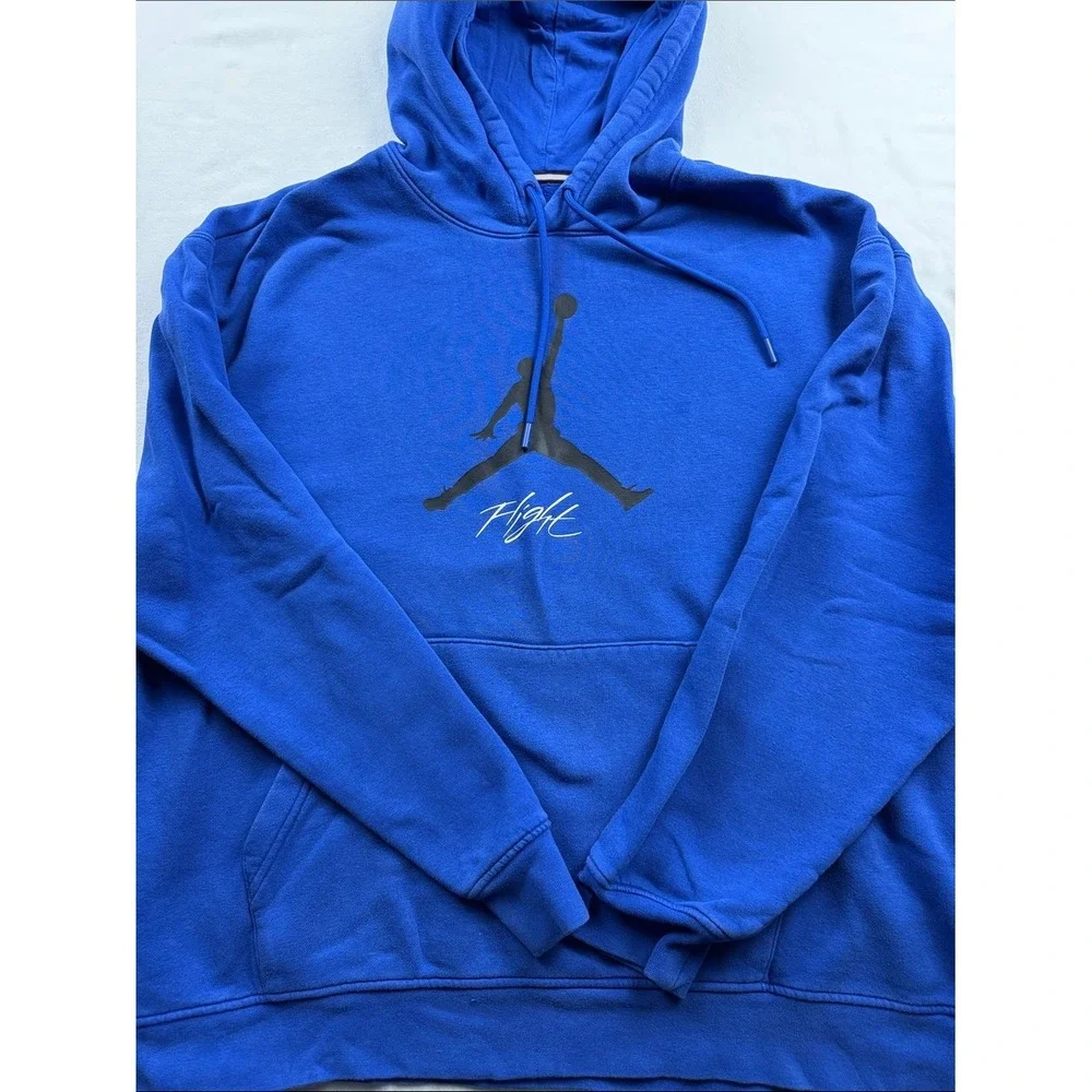 Jordan Flight Hoodie Mens Size XL Blue Jumpman Graphic Pullover Sweatshirt